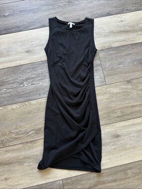 Leith Black Sleeveless Ruched Mini Dress